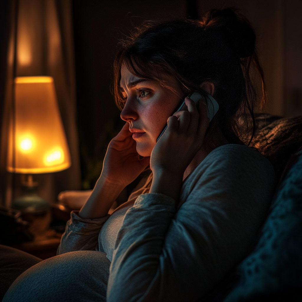 Femme enceinte en conversation téléphonique
