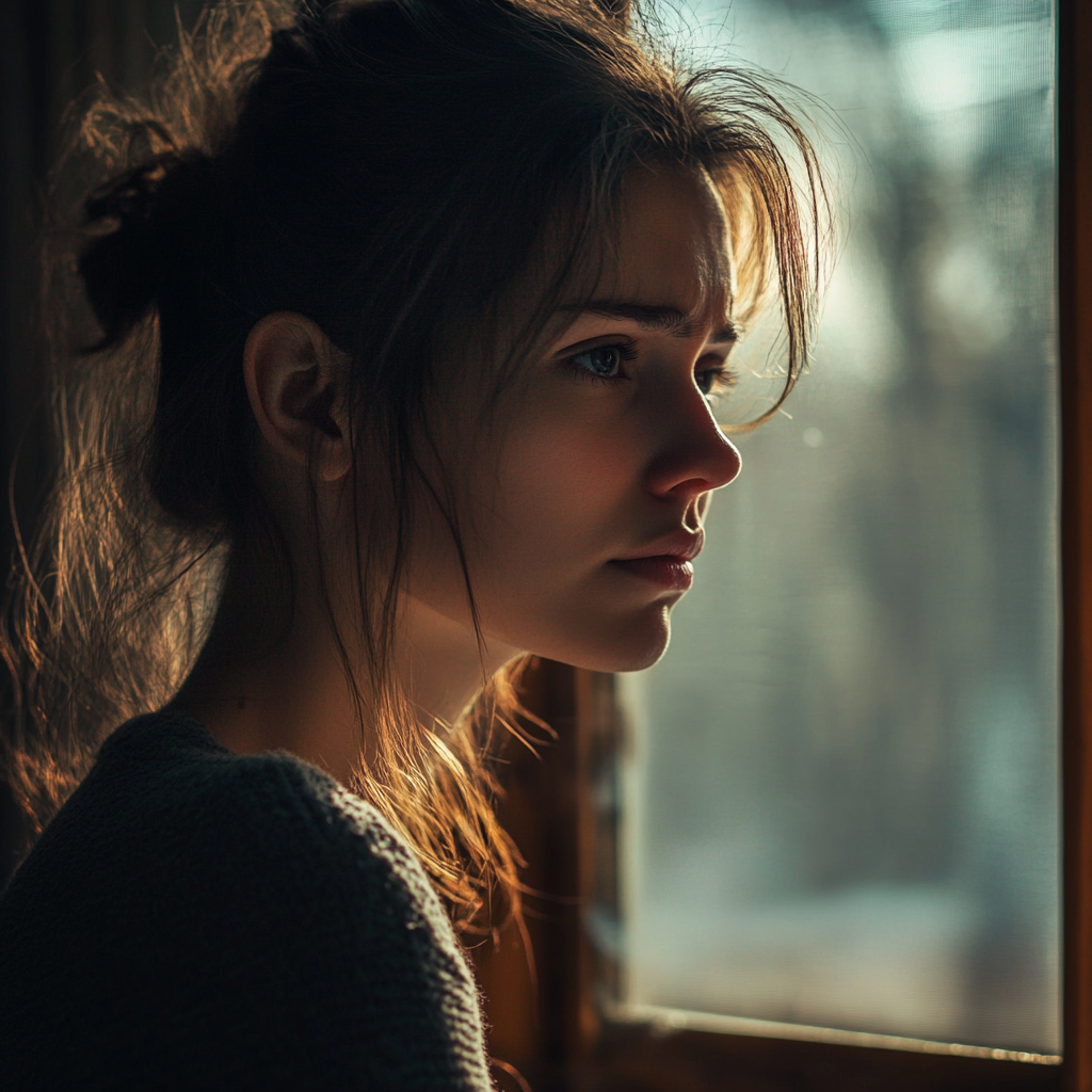 Une femme triste en pleine réflexion